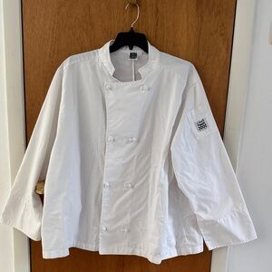☘️2/$10☘️Chef Revival Long Sleeve Crew Jacket Cloth Knot Buttons White Size 2XL